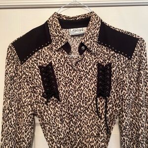 Vintage 'D Frank' Leopard Jumpsuit | Cat Suit | Black | Cheetah